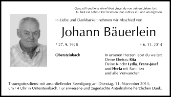 Anzeige von Johann Bäuerlein von MGO