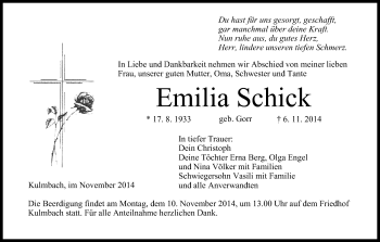 Anzeige von Emilia Schick von MGO