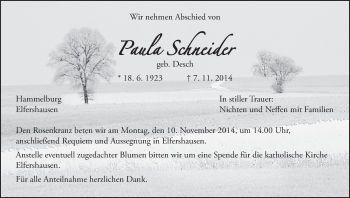 Anzeige von Paula Schneider  von MGO