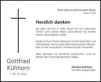 Anzeige von Gottfried Kühhorn von MGO