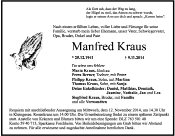 Anzeige von Manfred Kraus von MGO
