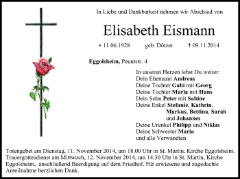 Anzeige von Elisabeth Eismann von MGO
