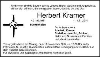 Anzeige von Herbert Kramer von MGO