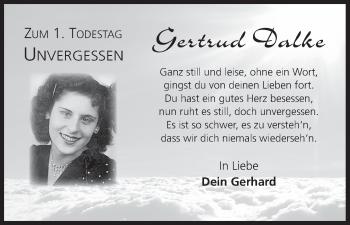 Anzeige von Gertrud Dalke von MGO