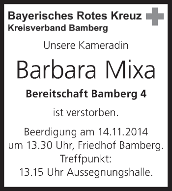 Anzeige von Barbara Mixa von MGO