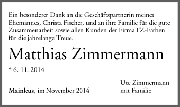 Anzeige von Matthias Zimmermann von MGO