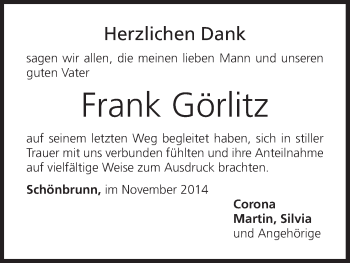 Anzeige von Frank Görlitz von MGO