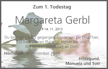 Anzeige von Margareta Gerbl von MGO
