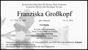 Anzeige von Franziska Großkopf von MGO