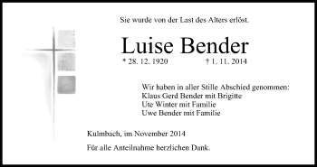 Anzeige von Luise Bender von MGO
