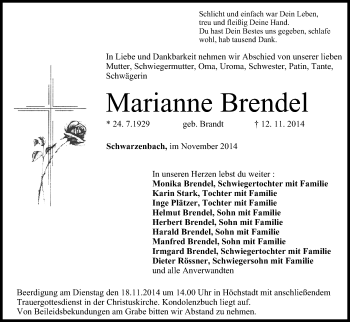 Anzeige von Marianne Brendel von MGO