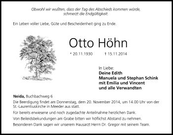 Anzeige von Otto Höhn von MGO