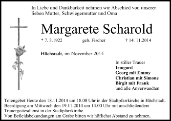 Anzeige von Margarete Scharold von MGO