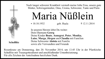 Anzeige von Maria Nüßlein von MGO