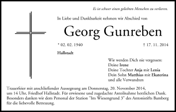 Anzeige von Georg Gunreben von MGO