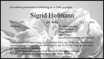 Anzeige von Sigrid Hofmann von MGO