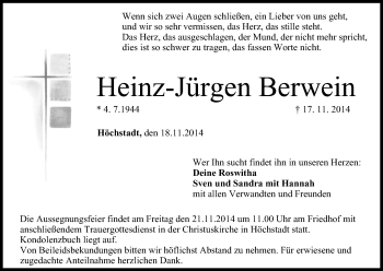 Anzeige von Heinz-Jürgen Berwein von MGO