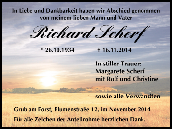 Anzeige von Richard Scherf von MGO