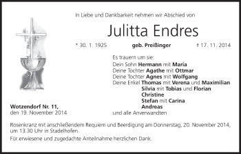 Anzeige von Julitta Endres von MGO