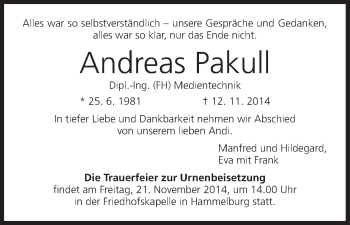 Anzeige von Andreas Pakull von MGO