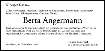 Anzeige von Berta Angermann von MGO