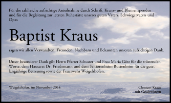 Anzeige von Baptist Kraus von MGO