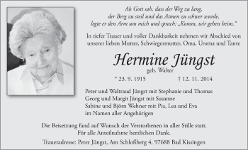 Anzeige von Hermine Jüngst von MGO
