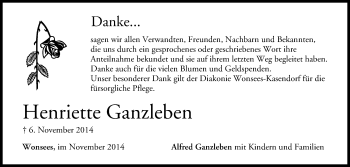 Anzeige von Henriette Ganzleben von MGO