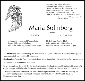 Anzeige von Maria Solmberg von MGO
