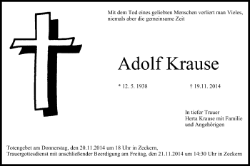 Anzeige von Adolf Krause von MGO