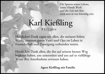 Anzeige von Karl Kießling von MGO
