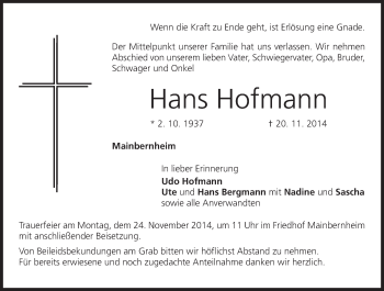Anzeige von Hans Hofmann von MGO