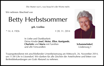 Anzeige von Betty Herbstsommer von MGO