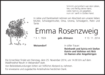 Anzeige von Emma Rosenzweig von MGO