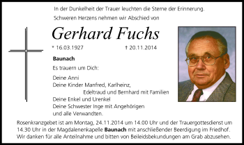 Anzeige von Gerhard Fuchs von MGO