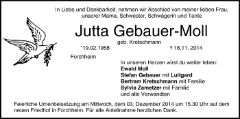 Anzeige von Jutta Gebauer-Moll von MGO