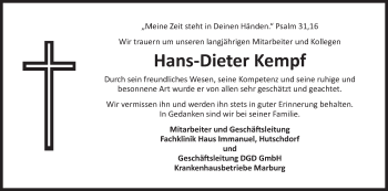 Anzeige von Hans-Dieter Kempf von MGO