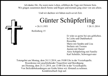 Anzeige von Günter Schüpferling von MGO