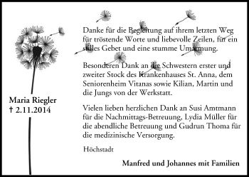 Anzeige von Maria Riegler von MGO