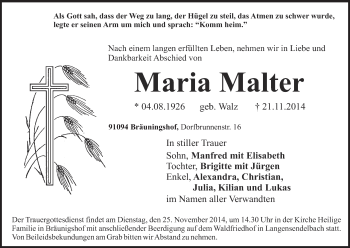 Anzeige von Maria Malter von MGO