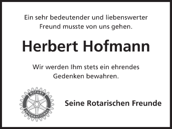 Anzeige von Herbert Hofmann von MGO