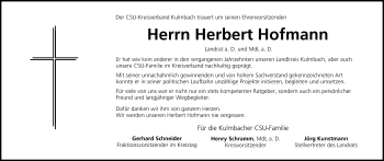 Anzeige von Herbert Hofmann von MGO
