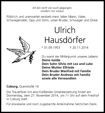 Anzeige von Ulrich Hausdörfer von MGO
