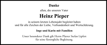 Anzeige von Heinz Pieper von MGO