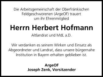 Anzeige von Herbert Hofmann von MGO