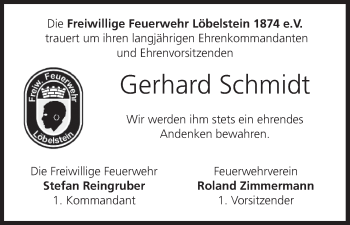 Anzeige von Gerhard Schmidt von MGO