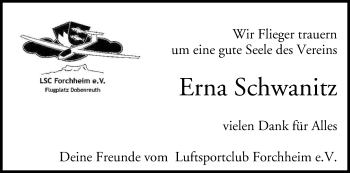 Anzeige von Erna Schwanitz von MGO