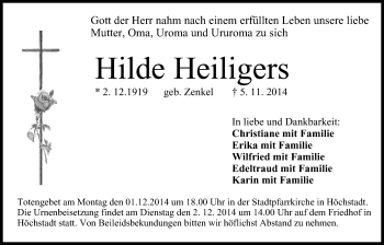 Anzeige von Hilde Heiligers von MGO
