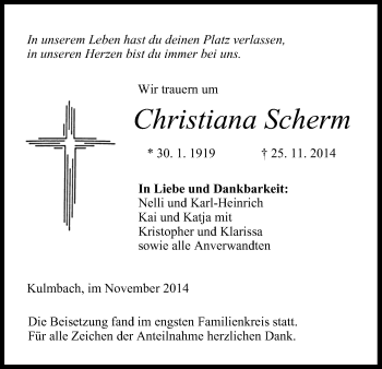 Anzeige von Christiana Scherm von MGO