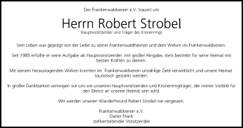 Anzeige von Robert Strobel von MGO